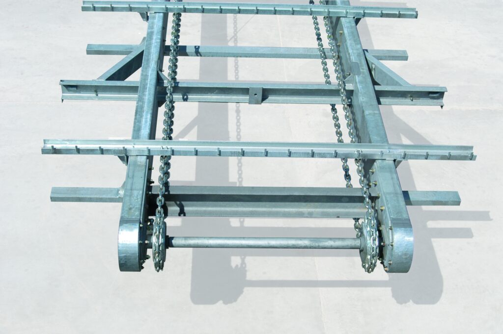 Detail view of an ice rake.