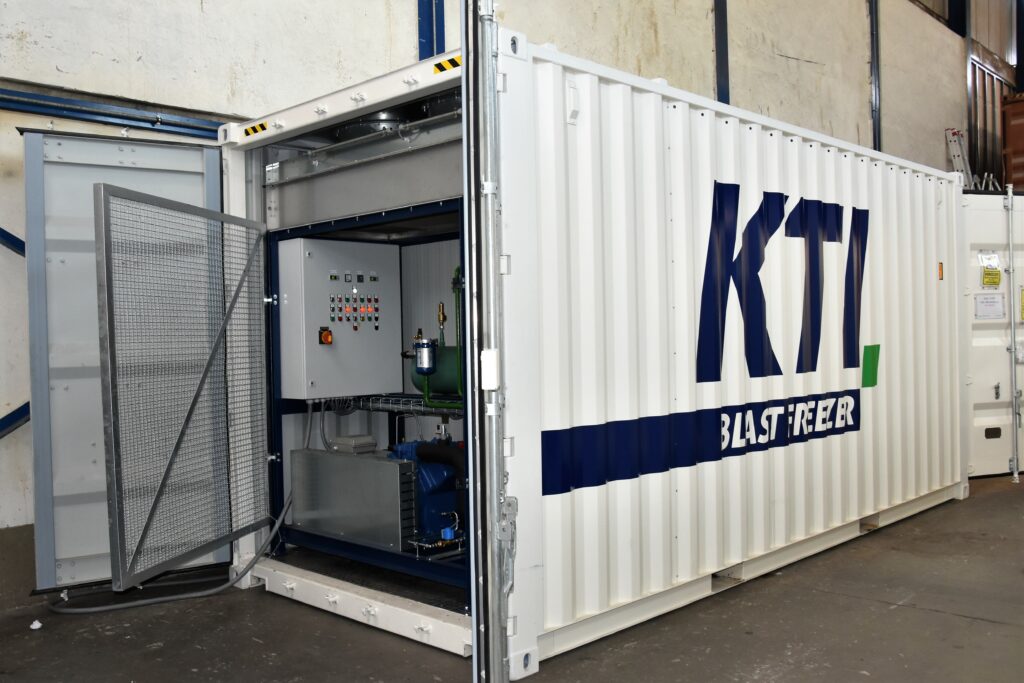 View of machine part of containerized blast freezer.
